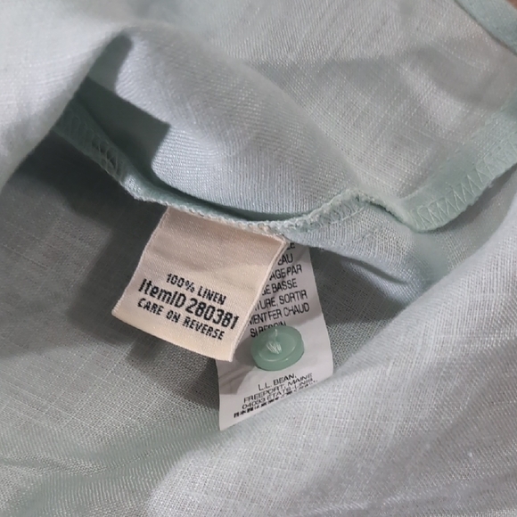 L.L. Bean Mint Green Linen Shirt - Picture 4 of 6